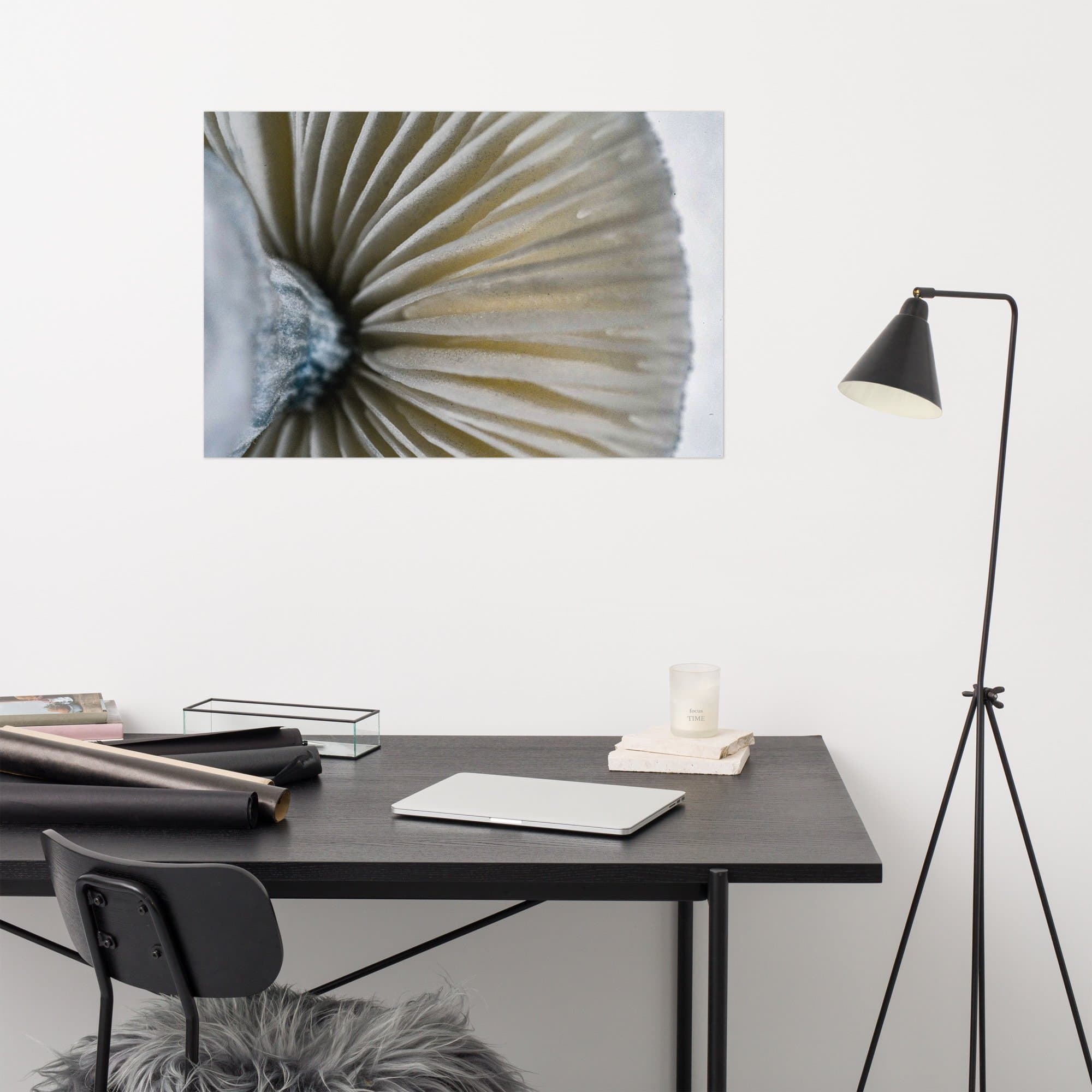 Radiant Ripples gill artwork shown as the exact 24 by 36 inch Printful poster mockup