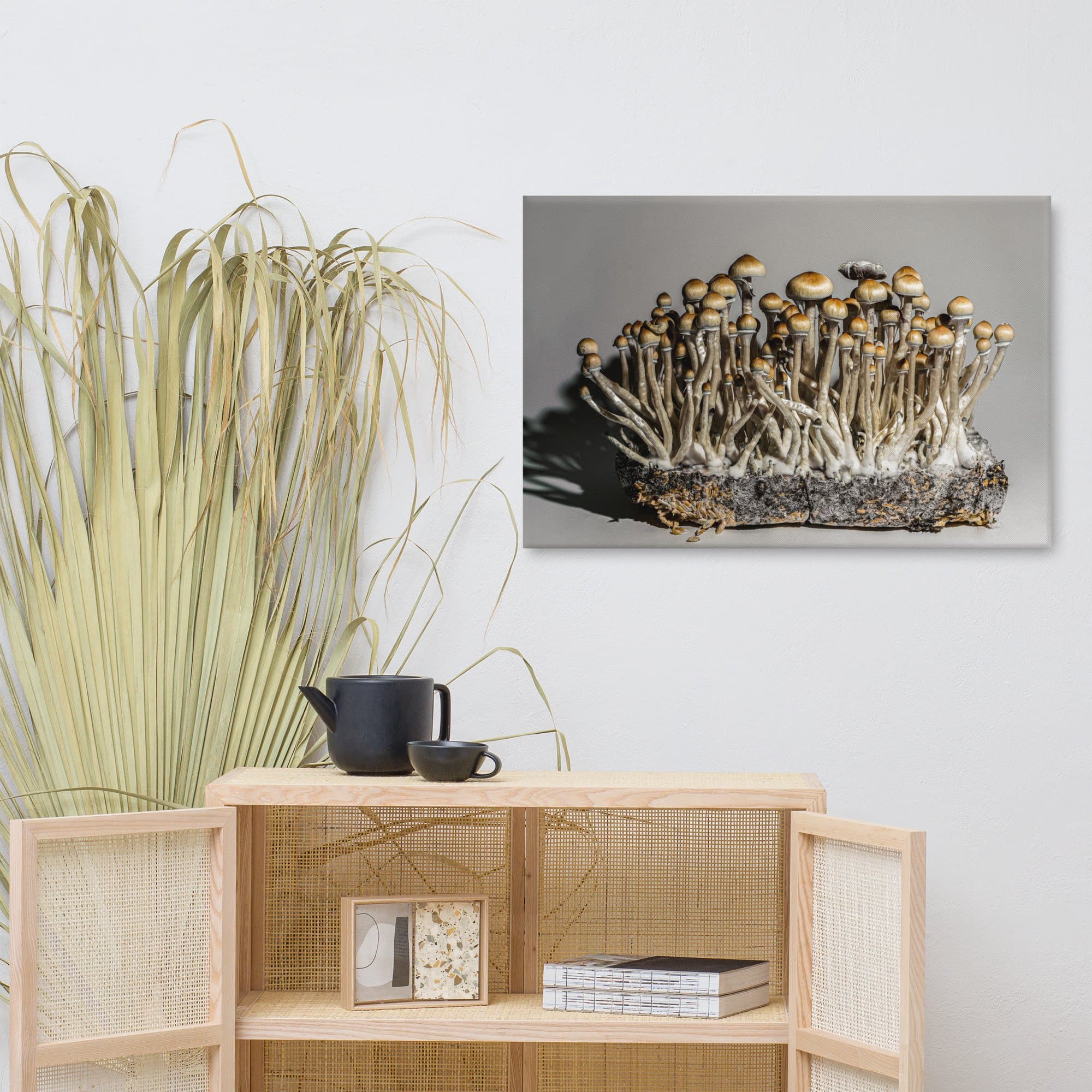 Golden Teacher Grove artwork shown as the exact 24 by 36 inch Printful canvas mockup