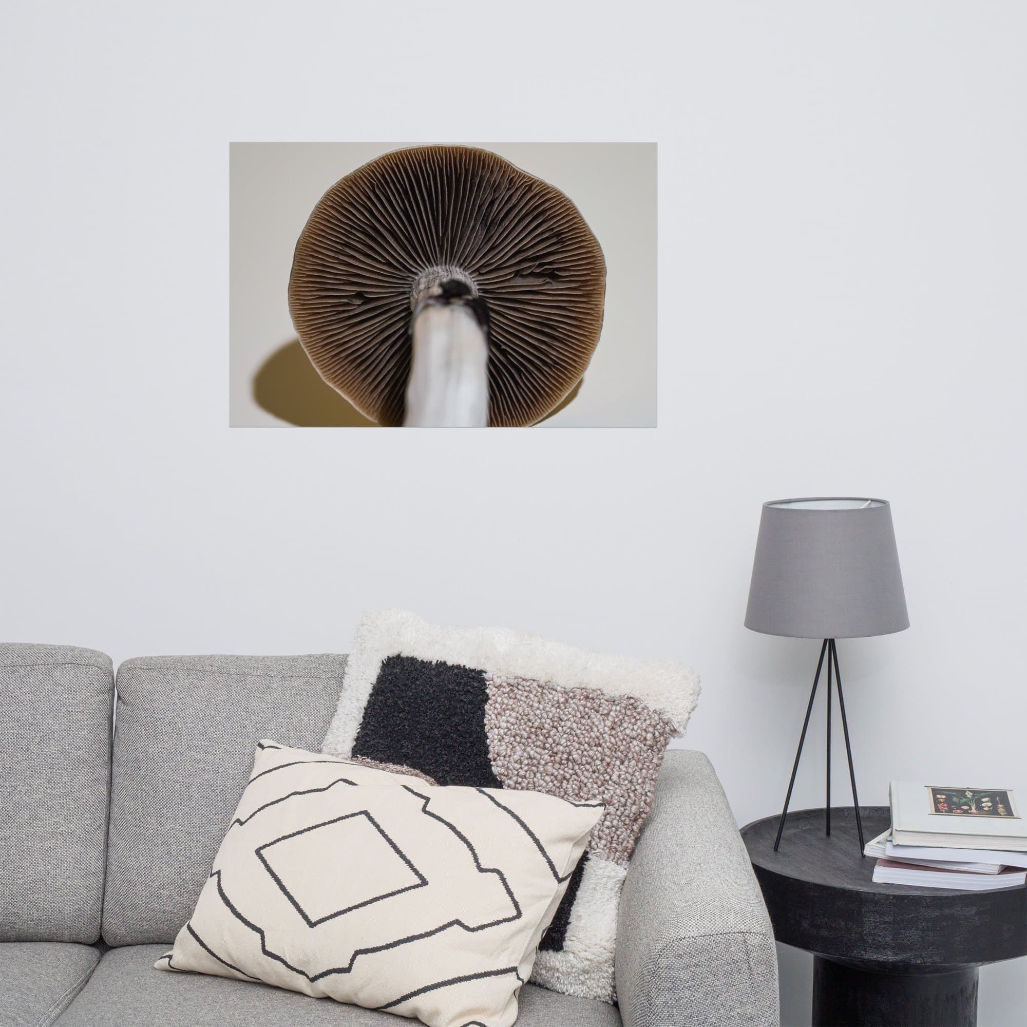 Lion's Mane artwork shown as the exact 24 by 36 inch Printful poster mockup