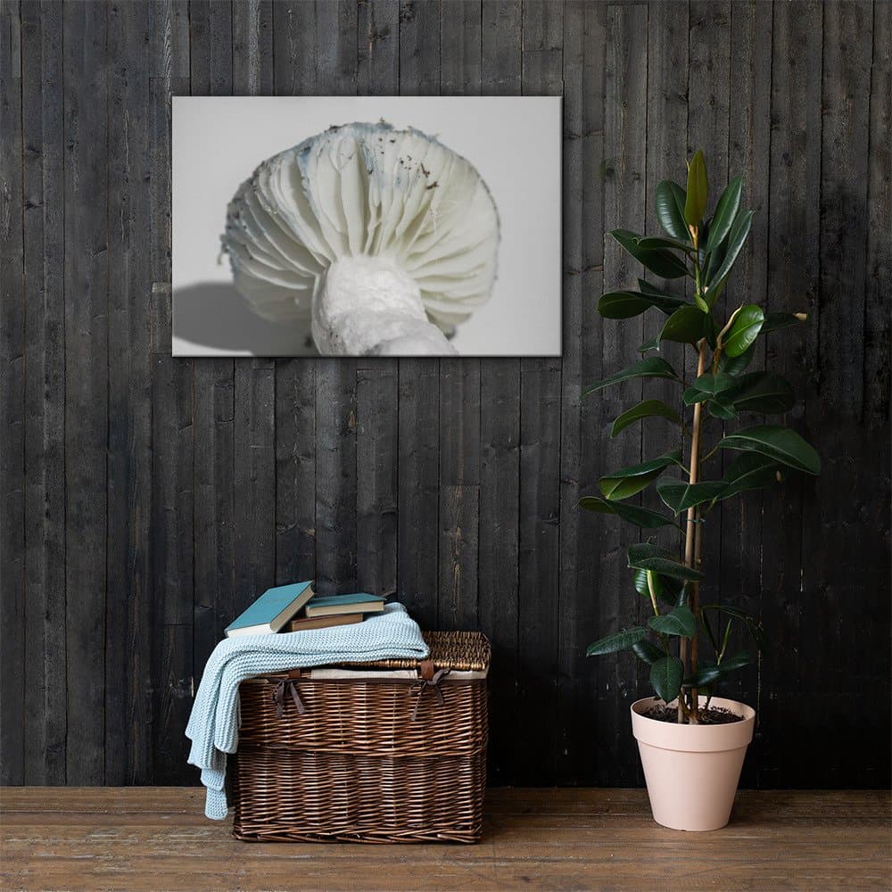 Whispering Gills artwork shown as the exact 24 by 36 inch Printful canvas mockup