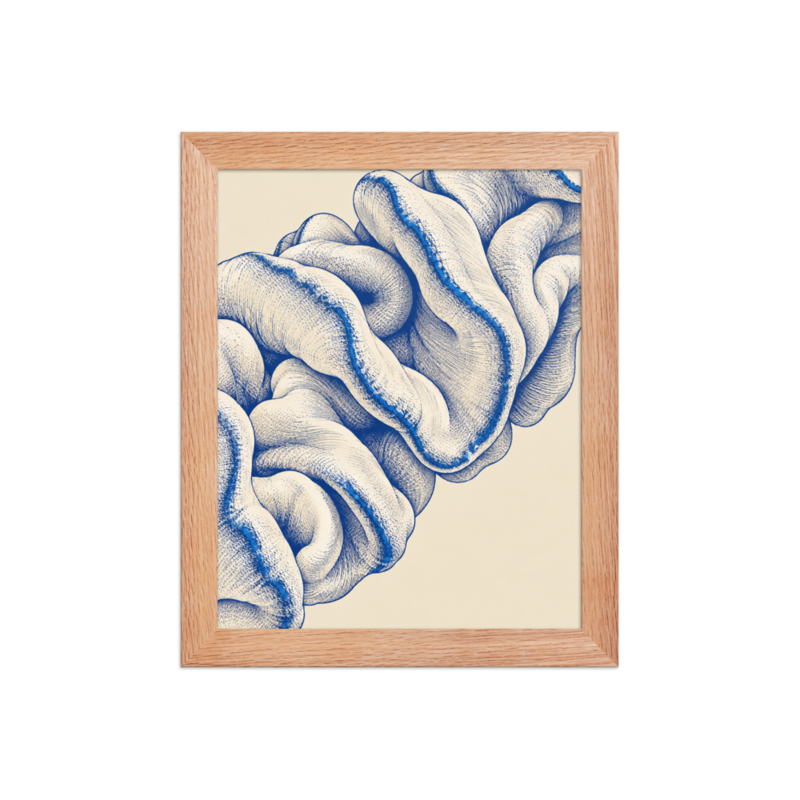 Cobalt Fold framed print — Printful product mockup